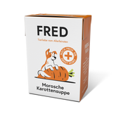 FRED Morosche Karottensuppe 2er Set in ansprechender Verpackung mit Hundemotiv, ideal zur Unterstützung der Darmflora bei Dur