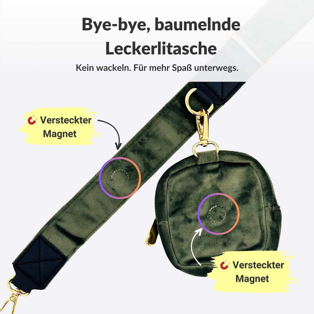 Gassitasche Samt + Leckerlitasche (Forest Glow)