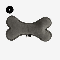 Rindsleder-Knochen für Hunde in grau, weich und griffig, ideal für Apportier- und Kuschelspiele, Größe L.