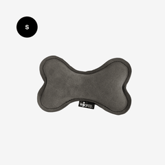 Rindsleder-Knochen für Hunde in grau, weiches Material, ideal zum Apportieren, Kuscheln und Spielen.