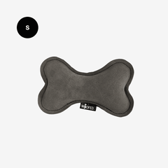 Rindsleder-Knochen für Hunde in grau, weiches Material, ideal zum Apportieren, Kuscheln und Spielen.