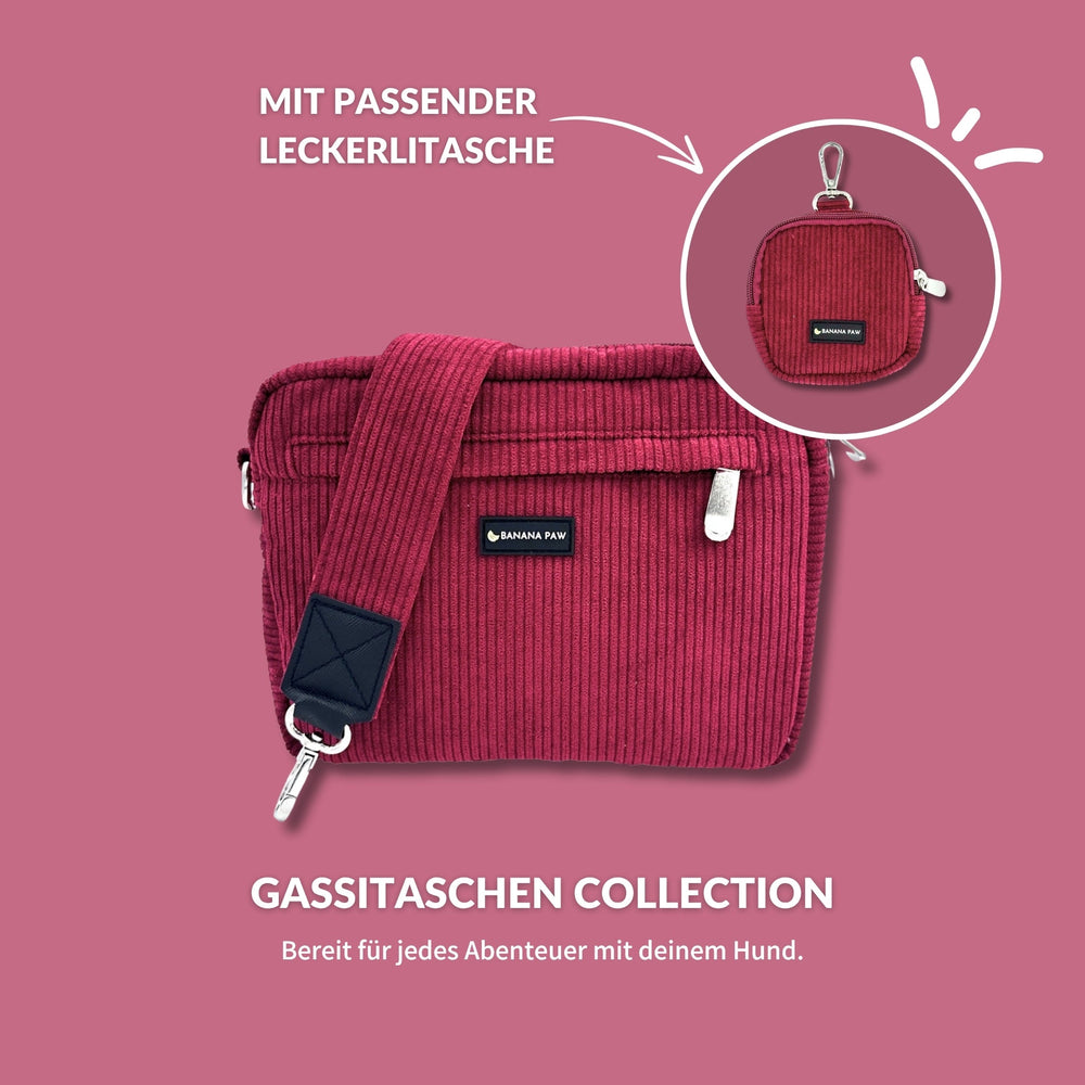 Gassitasche Cord + Leckerlitasche (Berry Muse)