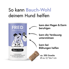 Funktionssnack Bauch-Wohl für Hunde zur Unterstützung der Verdauung und Beruhigung des Magen-Darm-Bereichs.