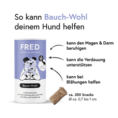 Funktionssnack Bauch-Wohl für Hunde zur Unterstützung der Verdauung und Beruhigung des Magen-Darm-Bereichs.