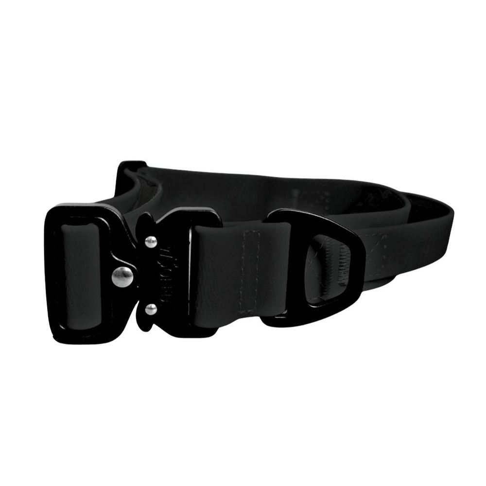 Verstellbares Halsband WOOFLEX® mit robustem Froschkarabiner in Schwarz, ideal für sichere Hundehaltung.