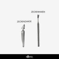 Zeckenzangen-Set aus Edelstahl für sichere und hygienische Zeckenentfernung bei Tieren und Menschen, bestehend aus Zange und
