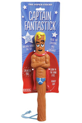 Hundespielzeug "Captain Fantastick" aus Naturgummi, superhero-artige Figur mit blonden Haaren in blauer Badehose.