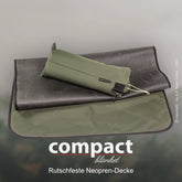 "Kompakte rutschfeste Neopren-Decke in dunklem und olivgrünem Design für vielfältige Einsatzmöglichkeiten."