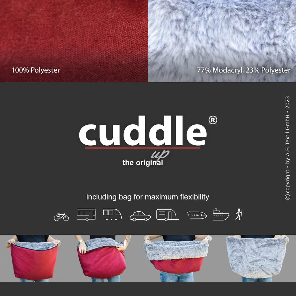 Cuddle.up® Hundeliegeplatz in rot-grauer Farbkombination aus weichem, strapazierfähigem Material für optimalen Komfort.