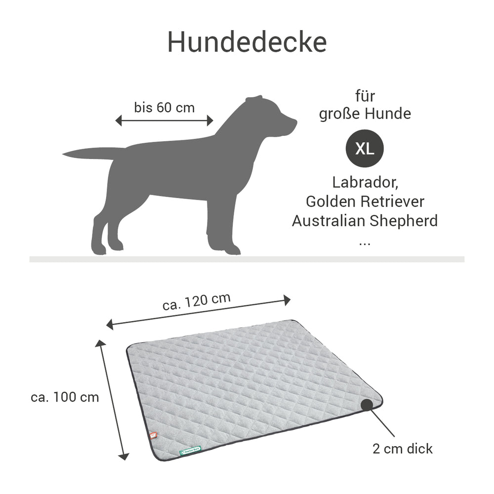 Große Fleece-Hundedecke für Labrador, Golden Retriever und Australian Shepherd, 120 x 100 cm, 2 cm dick.