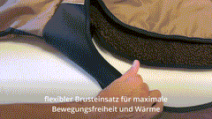 Flexibler Brusteinsatz eines Active© Cape für Windhunde, beige-braun, maximiert Bewegungsfreiheit und Wärme.