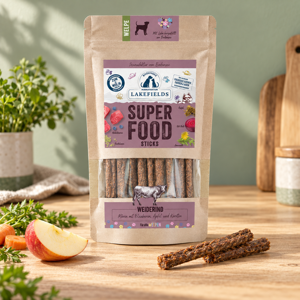 SUPERFOOD STICKS vom Rind (Welpen) – 130 g – Fellino Produktmotiv 2026-10-07