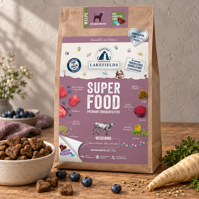 Trockenfutter SUPERFOOD Rind (Welpen) – große Kroketten