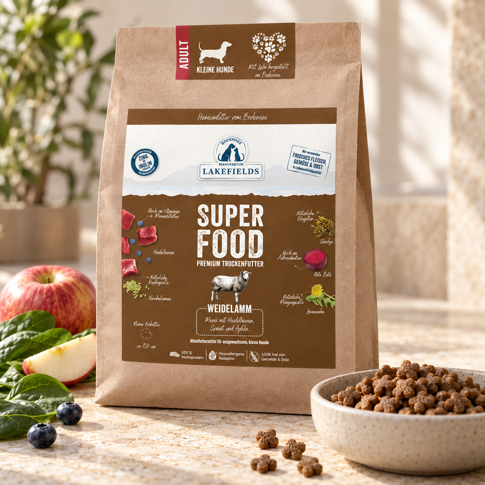 Trockenfutter SUPERFOOD Lamm (Adult Mini) – 1 kg – Fellino Produktmotiv 2026-10