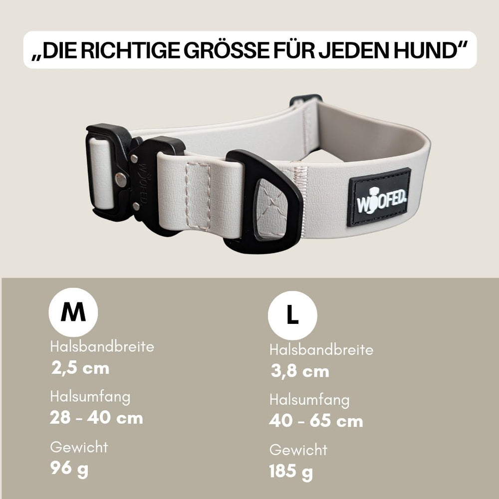 Verstellbares WOOFLEX® Tactical Hundehalsband in M und L für optimalen Tragekomfort und Sicherheit.