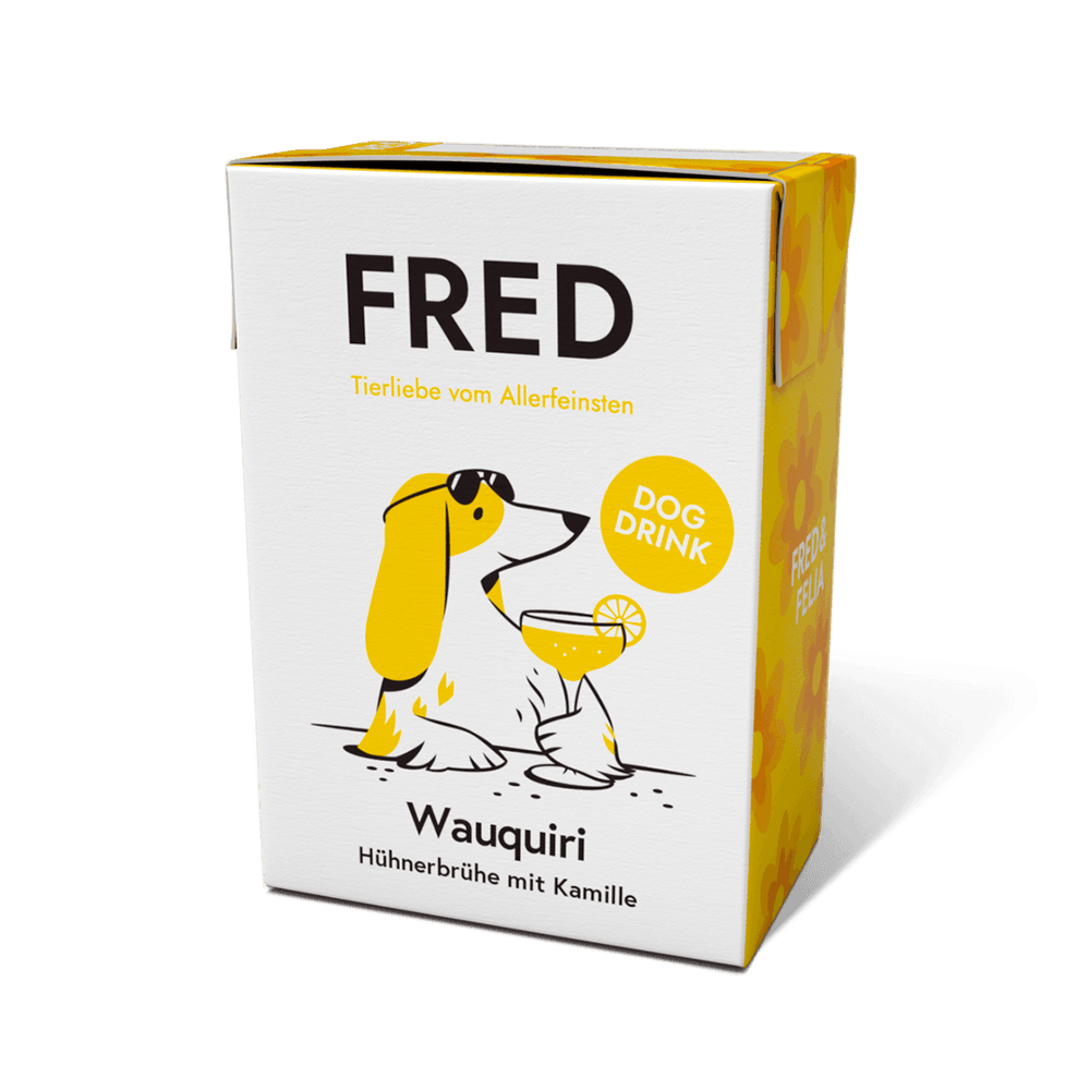 FRED Dog Drink Wauquiri 2er Set für Hunde, Hühnerbrühe mit Kamille, fördert Trinkfreude und Flüssigkeitsaufnahme.