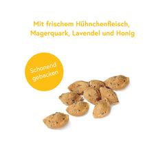 FRED Snacks Huhn & Magerquark 4er Set für Hunde, aromatische Belohnungssnacks mit Hühnchen, Magerquark und Lavendel.