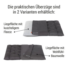 "Orthopädisches Doctor Bark Fleece Cover für Liegeflächen in grau und kuscheligem Design, ideal für Komfort und Entspannung."