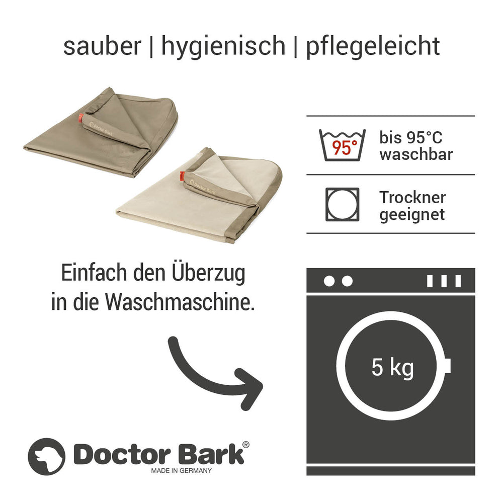 Pflegeleichter Doctor Bark Fleece Überzug in neutralem Farbton, waschbar bis 95°C, ideal für Lounge-Kissen.