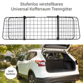 Verstellbares Kofferraumgitter von Doctor Bark, ideal zur Trennung von Haustieren und Gepäck im Fahrzeug.