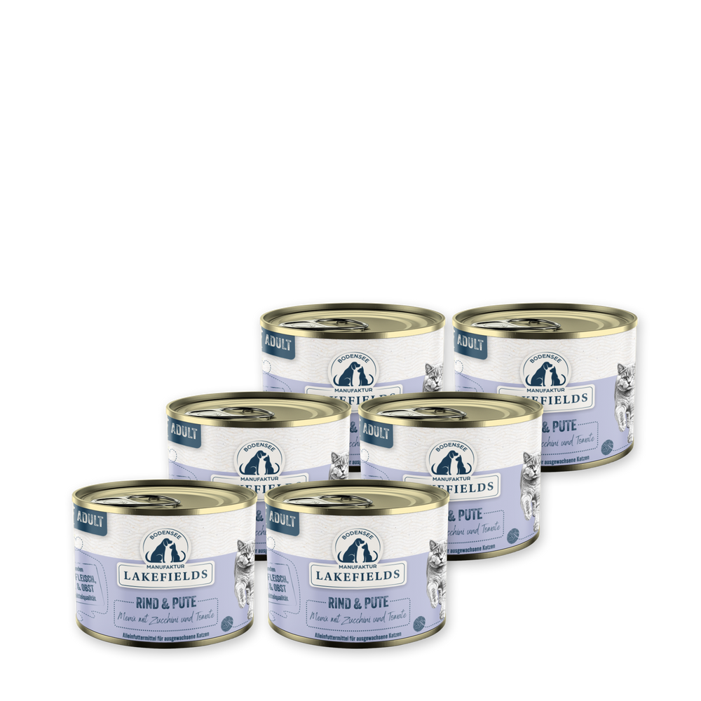 Katzen-Nassfutter Rind und Pute – 6 × 200 g