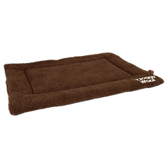 Braune, rechteckige Doggy Wool Liege- und Kratzmatte aus weichem Material mit umschlossener Kante und einfachem Design.