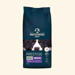 15-kg-Packung Prestige Adult MAXI Hundefutter für große Rassen von Pro-Nutrition. Braun, hochwertig und nahrhaft.
