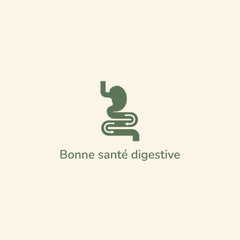 Minimalistisches Design eines Verdauungssystems in Grün mit dem Text „Bonne santé digestive“ für Pure Life Sensitiv Agneau.