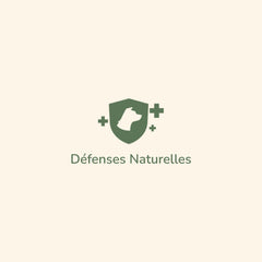 Minimalistisches Logo von Pure Life Adult Mini Canard mit Hundesilhouette und Schriftzug "Défenses Naturelles".