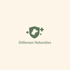 Minimalistisches Logo von Pure Life Adult Mini Canard mit Hundesilhouette und Schriftzug "Défenses Naturelles".
