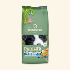Verpackung von "Pure Life Puppy Mini" Hundefutter ohne Getreide mit 85% Fleischanteil.