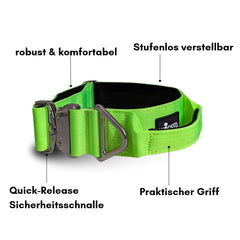 Taktisches Nylon Halsband in leuchtendem Grün mit Griff, verstellbar, robust und komfortabel für Hundehalter.