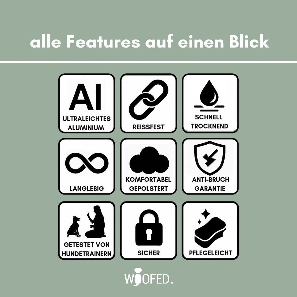 Halsband für kleine Hunde aus Nylon mit Aluverschluss, zeigt Vorteile: leicht, reißfest, schnell trocknend und komfortabel.