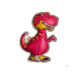 Hundespielzeug Dino im T-Rex-Design, farbenfroh und plüschig, ideal für Apportier- und Suchspiele für aktive Hunde.