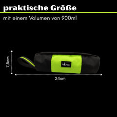 Futterdummy in Schwarz und Neon-Grün, ideal für Hundetraining und interaktive Spiele, 24 cm groß, 900 ml Volumen.