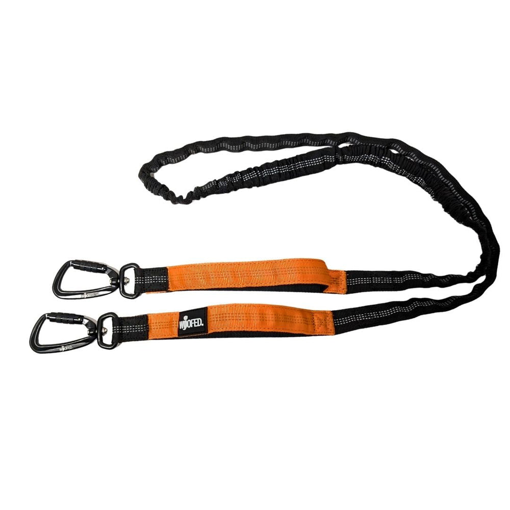 Bungee Jogging- und Wanderleine mit beidseitigem Griff, reflektierendem Nylon und zwei Sicherheitskarabinerhaken in Schwarz u