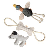 nachhaltiges Hundespielzeug 3er Set WOOFED aus Naturmaterialien für Kauen, Zerren und Kuscheln – robust, plastikfrei und umwe
