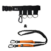 Gassigürtel Joggingleine Bundle in Schwarz mit orangefarbenen Akzenten für komfortables Gassi gehen und Joggen mit Hund.