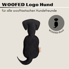 Hundespielzeug WOOFED. im Logo-Hund-Design aus robustem Material für aktiven Spielspaß und mentale Beschäftigung.