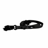 Schwarze verstellbare Hundeleine WOOFLEX® mit robustem Material und stabilem Froschkarabiner für sicheres Gassigehen.