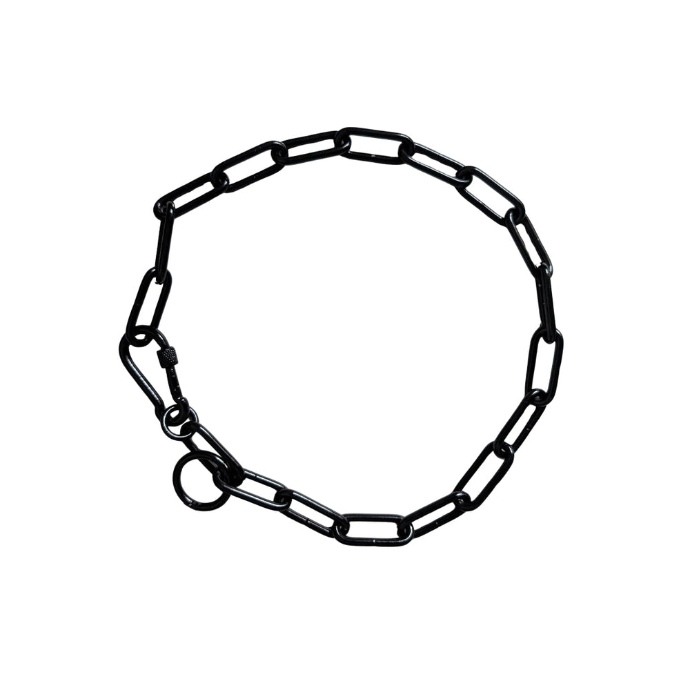 Robustes Woofchain Kettenhalsband aus Edelstahl mit ovalen Gliedern und sicherem Ringverschluss.