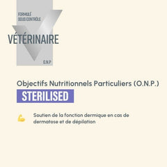 Verpackung von Protect Chien Sterilised, veterinärmedizinisches Produkt zur Unterstützung der Haut- und Haarfunktion bei Hunden.