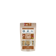 Packung von Lakefields Superfood Huhn für kleine Hunde mit Trockenfrüchten und natürlichen Zutaten.