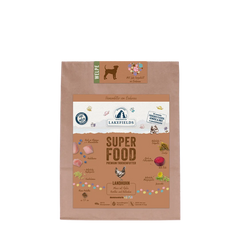 Verpackung von Lakefields Trockenfutter für Welpen mit Huhn in umweltfreundlicher Tüte.