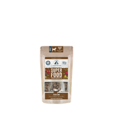 Verpackung des vegetarischen Trockenfutters "Lakefields Super Food" aus Kraftpapier mit ansprechendem Design.