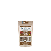Verpackung des vegetarischen Trockenfutters "Lakefields Super Food" aus Kraftpapier mit ansprechendem Design.