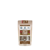 Verpackung von Lakefields Superfood Lamm-Trockenfutter für kleine Hunde in brauner Tüte mit Grafiken.