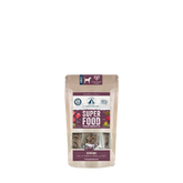 "Verpackung von Lakefields Trockenfutter SUPERFOOD Rind für Hunde in neutralen Farben mit Zutateninformationen."