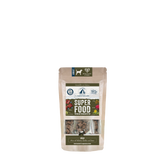 Verpackung von Lakefields Trockenfutter SUPERFOOD Wild für Hunde mit Zutaten wie Fleisch, Obst und Gemüse.