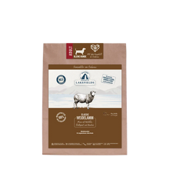 Trockenfutter für Hunde: Lakefields Classic Weidelamm in brauner Verpackung mit Schafabbildung. Ideal für kleine Hunde.